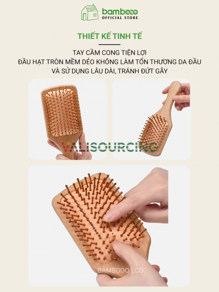 BAMBOOO ECO Bamboo Scalp Massage Comb Made of Environmentally Friendly Bamboo
