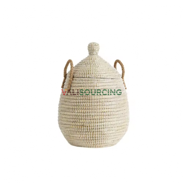 HANDWOVEN CLOTHES BASKET WITH LID