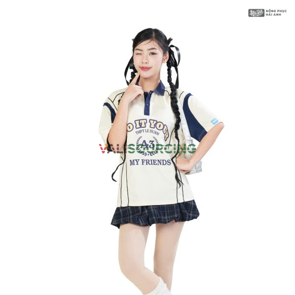 Mẫu Áo Lớp Polo Oversize On Fire Màu Kem Cheese từ Việt Nam