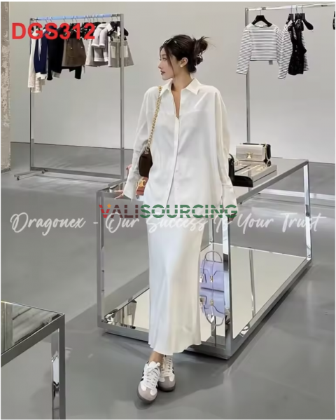Bộ Đồ Nữ Thiết Kế Việt Nam – Áo Sơ Mi Trắng & Chân Váy Dài Thanh Lịch