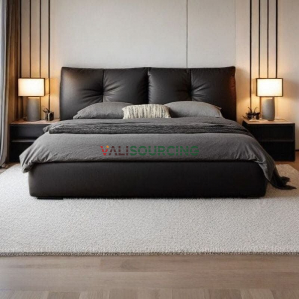 Soft Leather Upholstered Bed from Vietnam