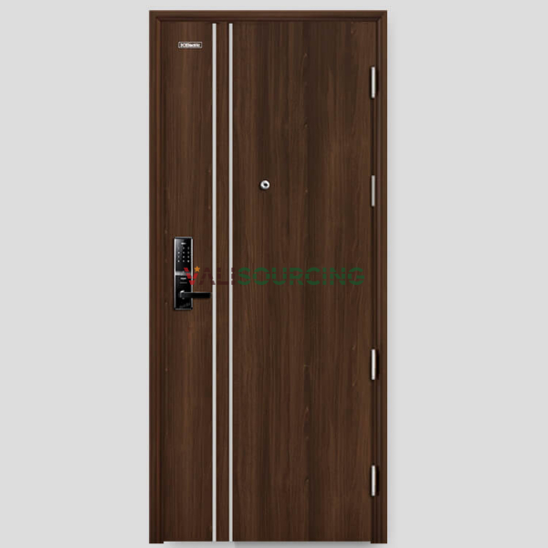 Fire-resistant steel door with wood grain finish. from Vietnam