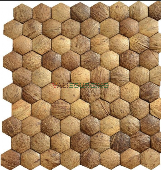 Natural Coconut Shell Mosaic Hexagon Tile from Vietnam