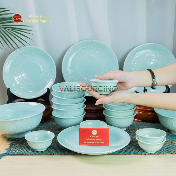 10-Person Dining Set (21 Pieces) Chrysanthemum Jade Glaze