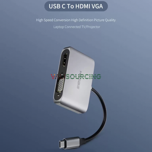 Hagibis 4in1 USB-C To HDMI 4K@30Hz/VGA/USB 3.0/PD Hub Switch Port ( HGB-010 )