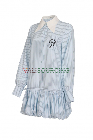 JAN straight-cut striped fabric street dress.