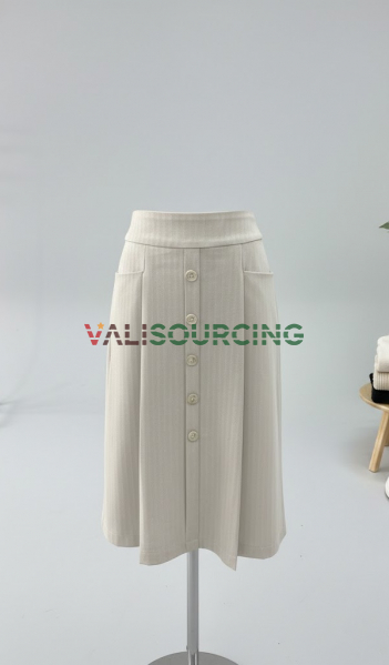 Women Button Front A-Line Midi Skirt from Vietnam