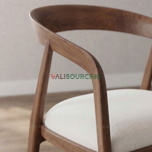 New Corvo Cafe Chair, Ash Wood with Upholstered Cushion from Vietnam