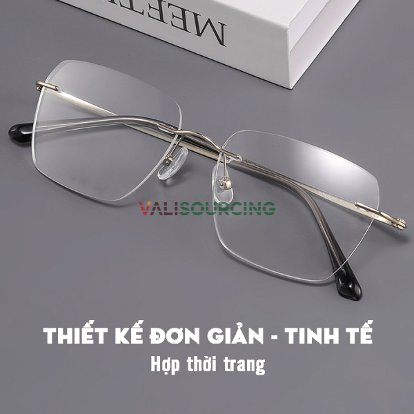 Kavi A28 Pure Titanium Rimless Glasses - Gold, Silver Drilled Frame Glasses Anti-Blue Light Anti-Fog Absolutely Shatterproof