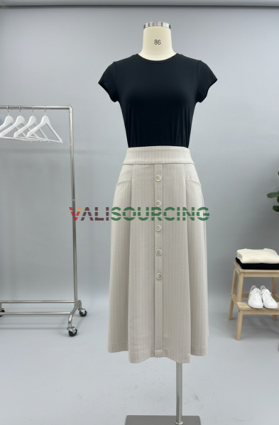 Women Button Front A-Line Midi Skirt from Vietnam