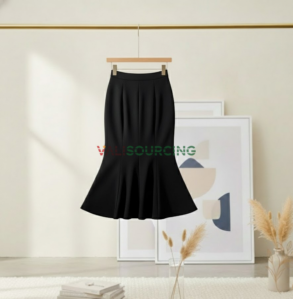 Long Fishtail Skirt - Jmin, 4-Way Stretch Ponte Fabric (Extremely Flattering) from Vietnam