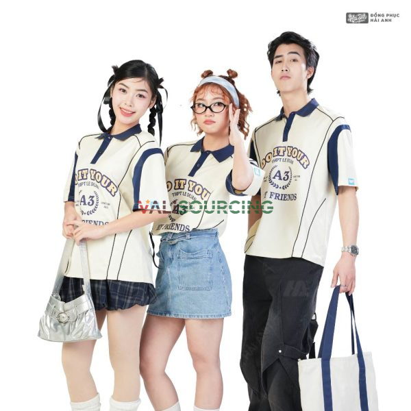 Mẫu Áo Lớp Polo Oversize On Fire Màu Kem Cheese từ Việt Nam