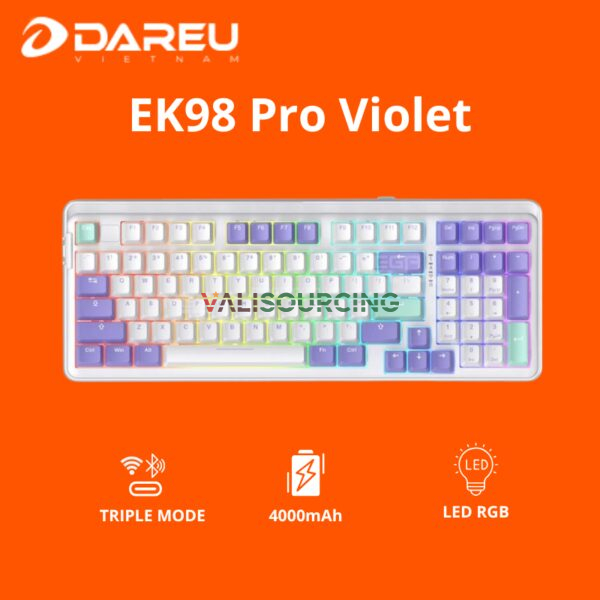 DareU EK98 Pro Triple Mode Mystic Violet Mechanical Keyboard from Vietnam