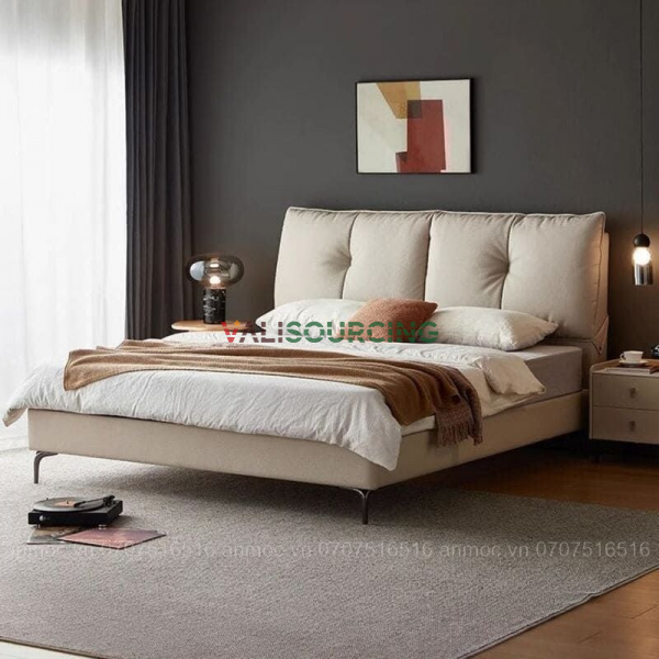 Soft Leather Upholstered Bed from Vietnam