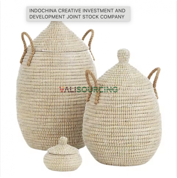 HANDWOVEN CLOTHES BASKET WITH LID