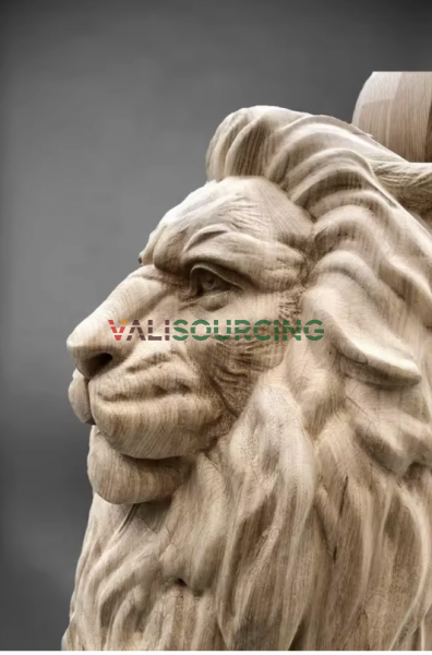 Luxury Lion Carved Solid Wood Newel Post