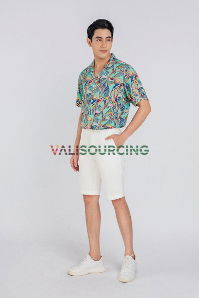 Men\'s Casual Fit patterned fabric short sleeve shirt - PANTIO