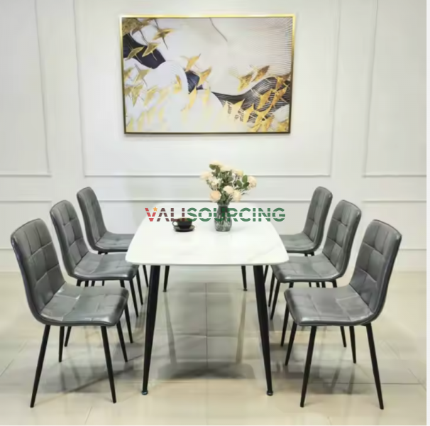 Cheap dining table set with 6 chairs – Imported Caro ceramic surface (Size can be customized) – Handcrafted design