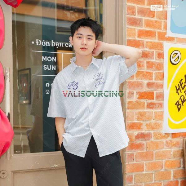 Oversize Academy Shirt Class Shirt Gray Blue