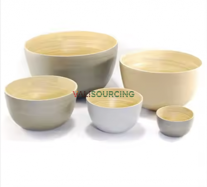 Handmade Bamboo Bowls – Large Red Polished Spun Bamboo | Lightweight, Eco-Friendly, with Disposable Lids | Baby Feeding, Kitchen & Travel Use