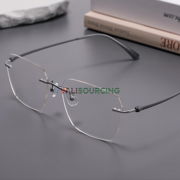 Kavi A28 Pure Titanium Rimless Glasses - Gold, Silver Drilled Frame Glasses Anti-Blue Light Anti-Fog Absolutely Shatterproof