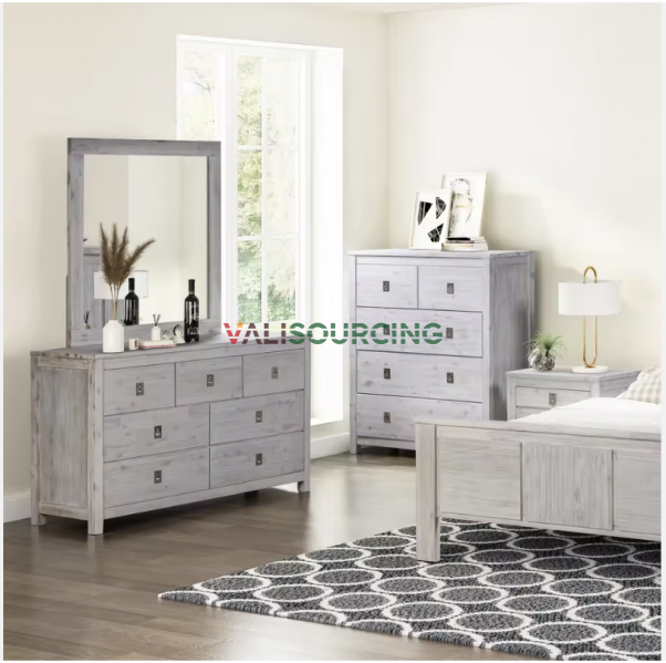 Minimalist Solid Acacia Vanity Desk with Mirror – OEM & Wholesale