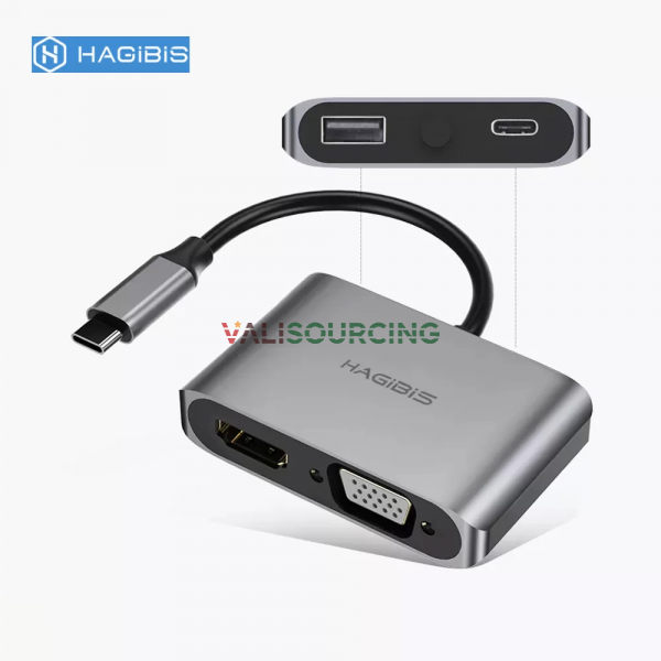 Hagibis 4in1 USB-C To HDMI 4K@30Hz/VGA/USB 3.0/PD Hub Switch Port ( HGB-010 )