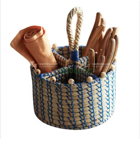Hand-woven Rectangle Seagrass Utensil Holder
