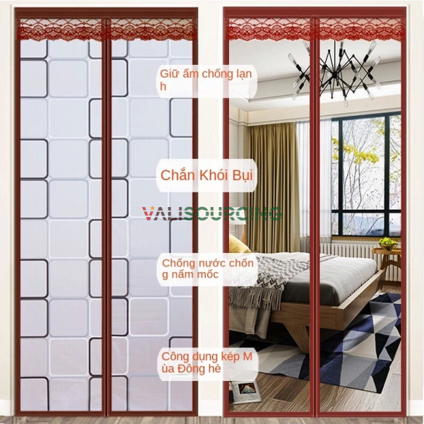 Magnetic Air Conditioning Cold Blocking Curtain Self-adhesive No Drilling Room Insulation Curtain, Windproof, Waterproof