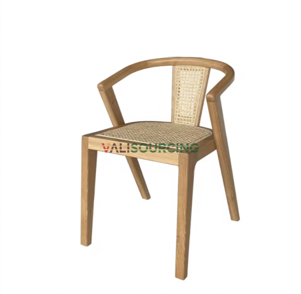 Durable Bent Wood Dining Chair with Rattan Backrest – Low MOQ, Factory-Direct from Vietnam