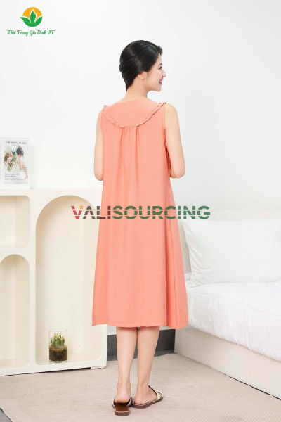 Váy linen màu nữ sát nách nơ chuông từ Việt Nam