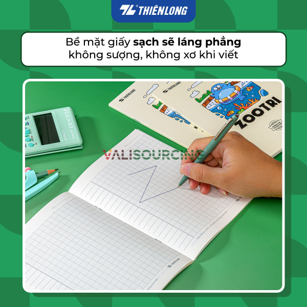Anti-glare student notebook, 96 pages, 4-line ruled, 2mm thickness, 70gsm, Thien Long NB-146 - Random design from Vietnam