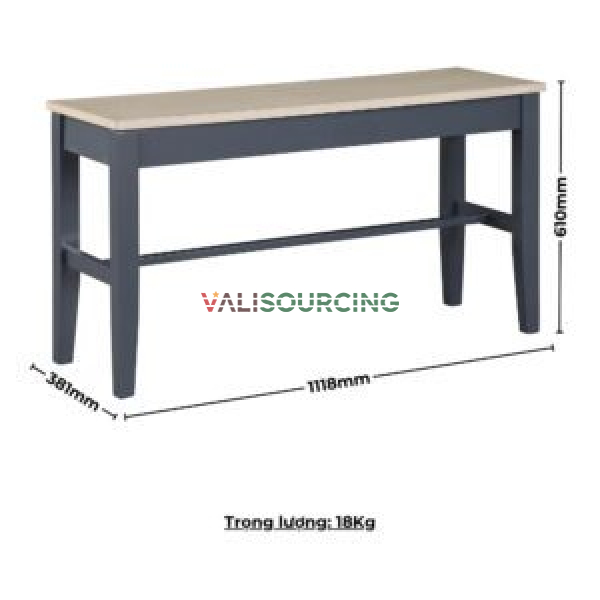 High Bench Dining Chair (Made of Rubberwood) with Integrated Storage Compartment from Vietnam