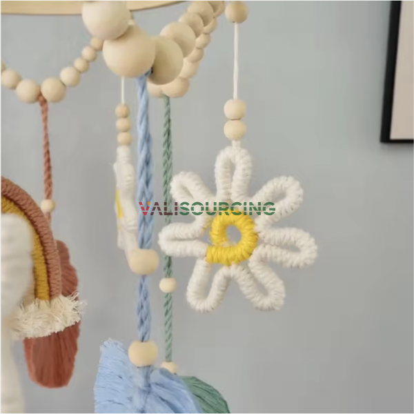 RAINBOW & LEAF MACRAME HANGER WITH BAMBOO FRAME