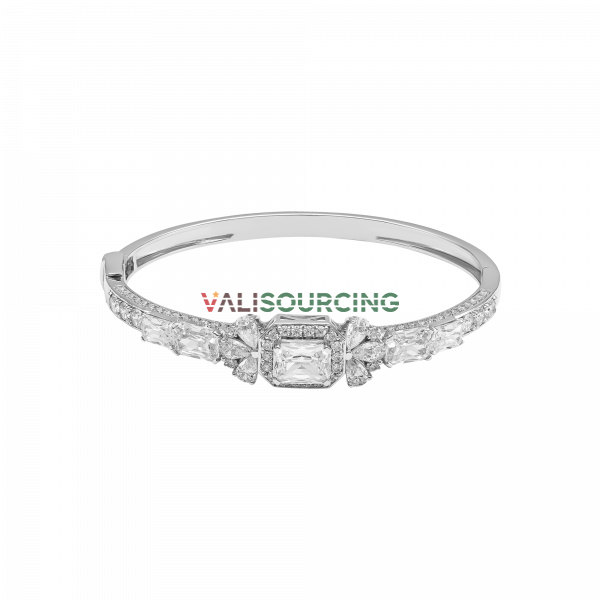 10K White Gold Wedding Bracelet with ECZ Stone PNJ XMXMW001270