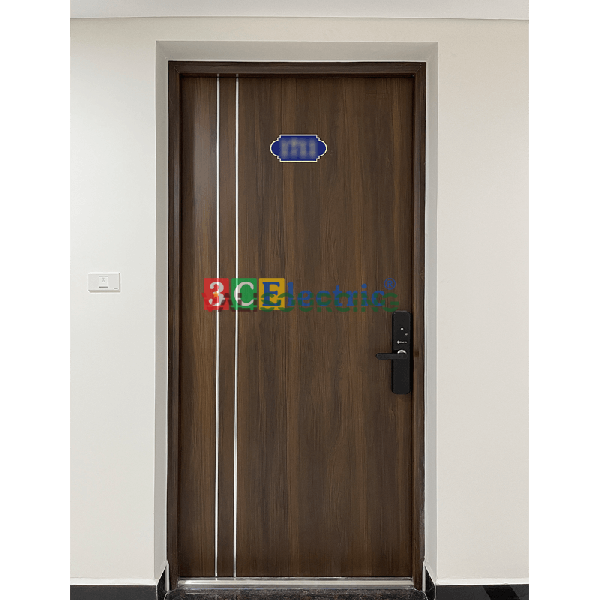 Fire-resistant steel door with wood grain finish. from Vietnam