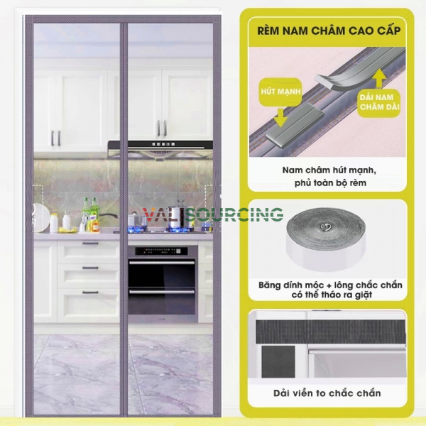 Magnetic mosquito net curtain - high-quality magnetic self-adhesive insect-proof wall-mounted main door curtain