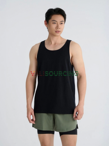 Regular fit tank top, 180gsm cotton poly fabric. from Vietnam