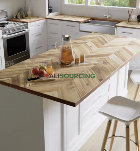 Unfinished Acacia Chevron Butcher Block Countertop from Vietnam